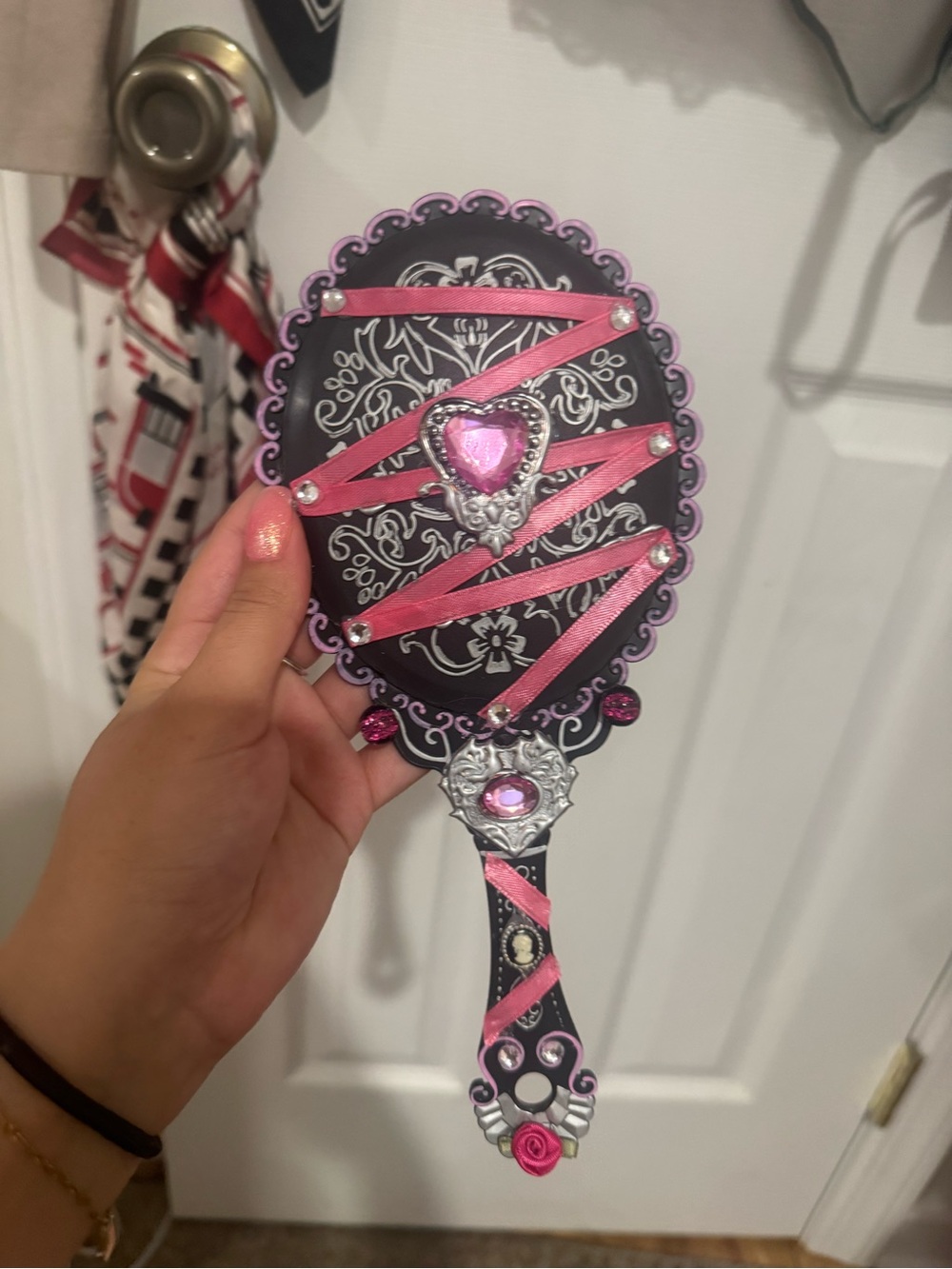 Monster High Draculaura Inspired handmade mirror black/silver with hot pink